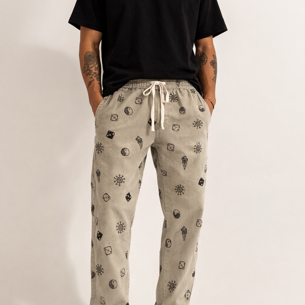 FOREVER 21 Mens Patterned Gray Pants